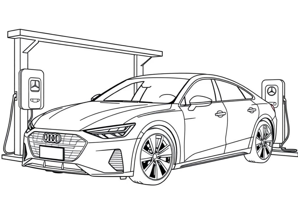 Electric Car Charging Station Coloring Page