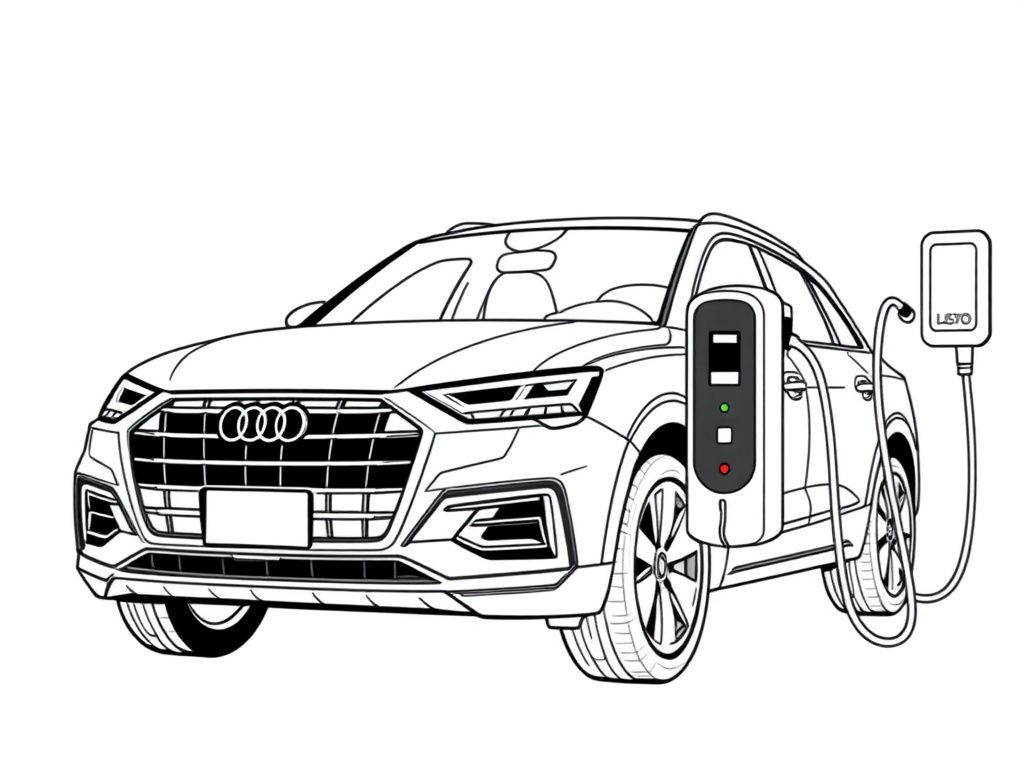 Electric Car Charging Coloring Page