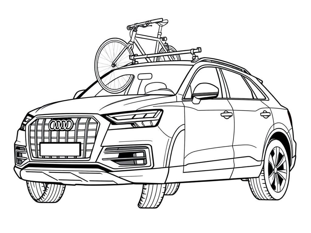 Audi SUV with Bicycle Roof Rack Coloring Page