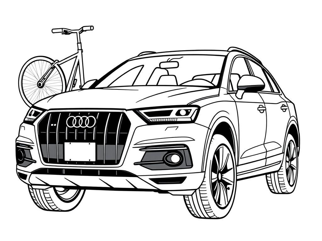 Audi SUV with Bicycle Coloring Page
