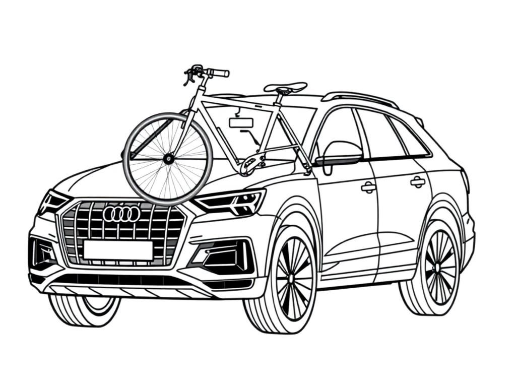 Audi SUV with Bicycle Coloring Page