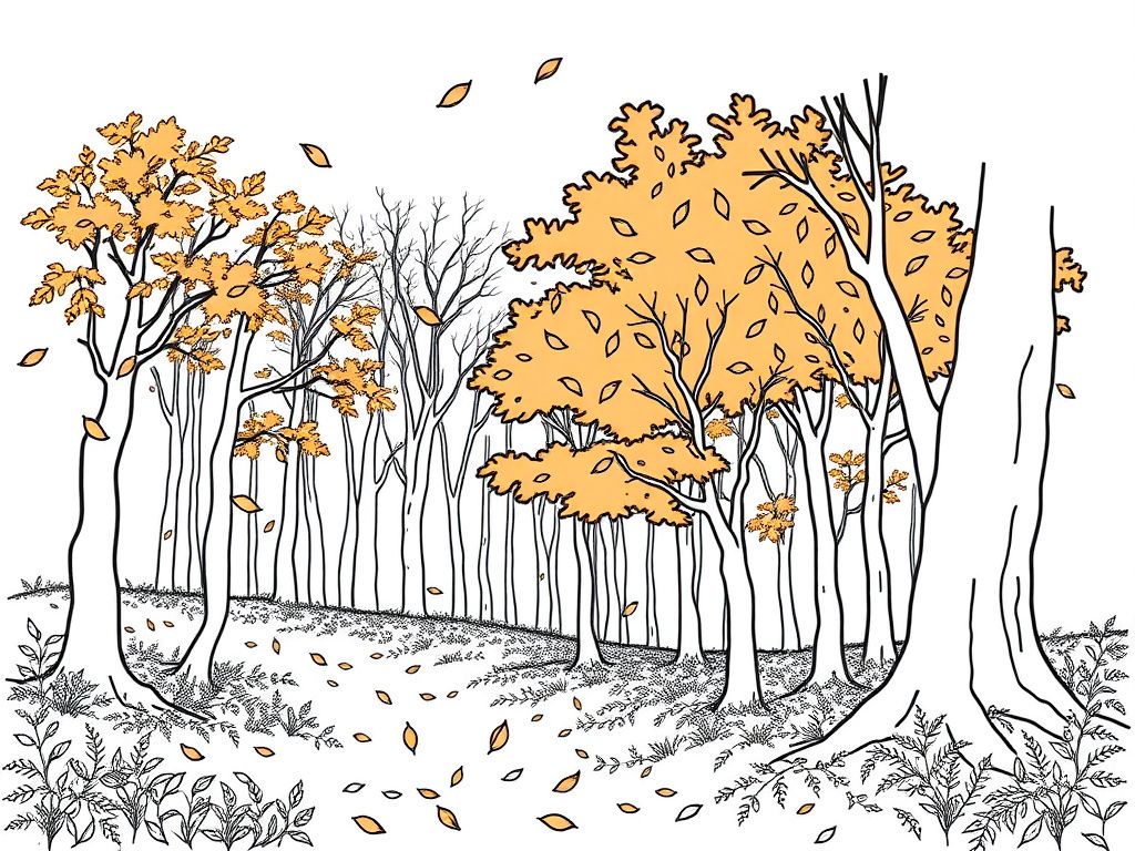 Autumn Forest Coloring Page - Free Printable Coloring Page