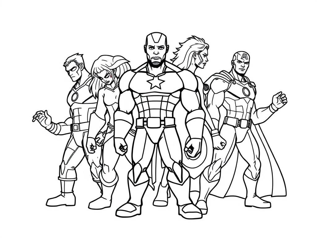 Captain America and Friends Coloring Page