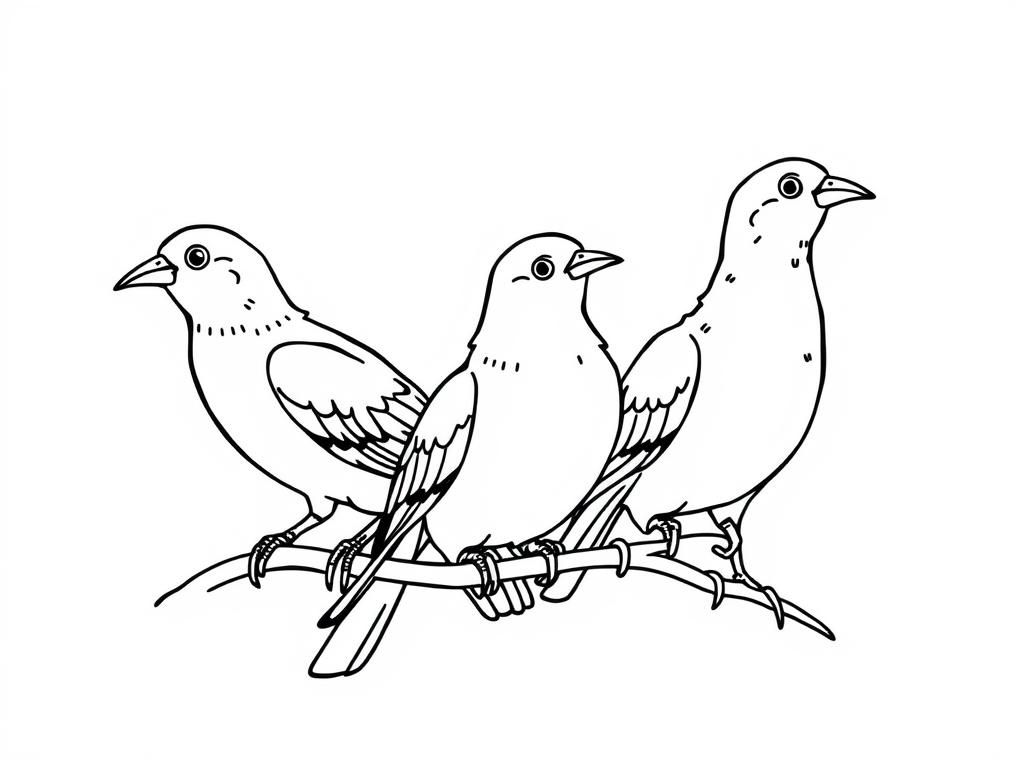 Birds on a Branch Coloring Page