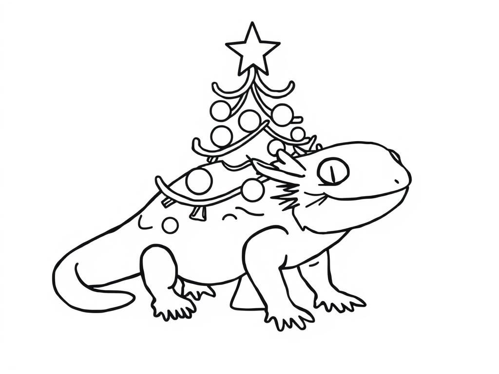 Lizard Christmas Coloring Page