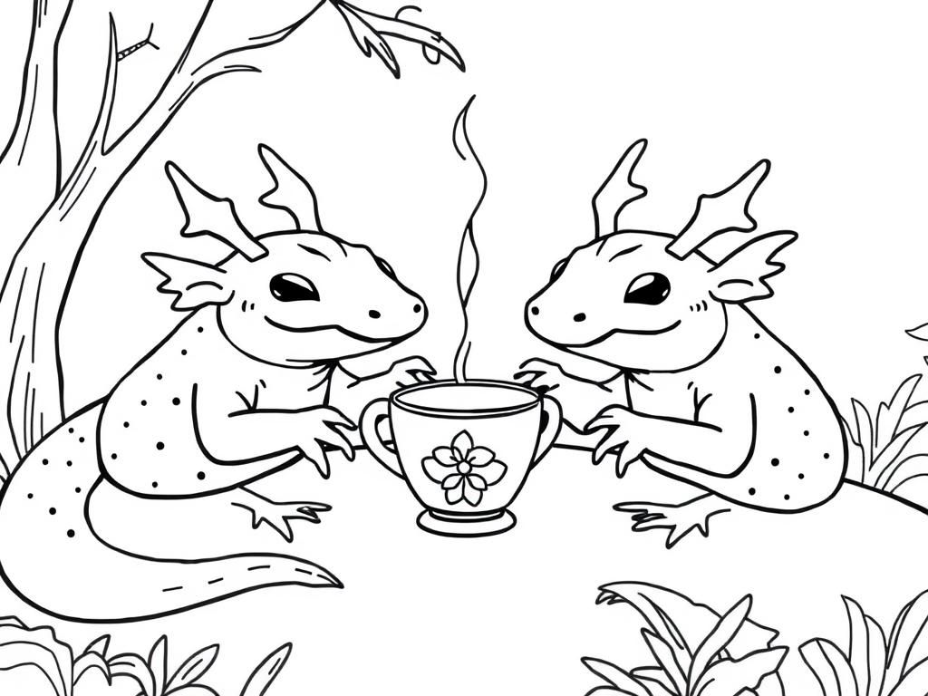 Dragon Friends Tea Time Coloring Page