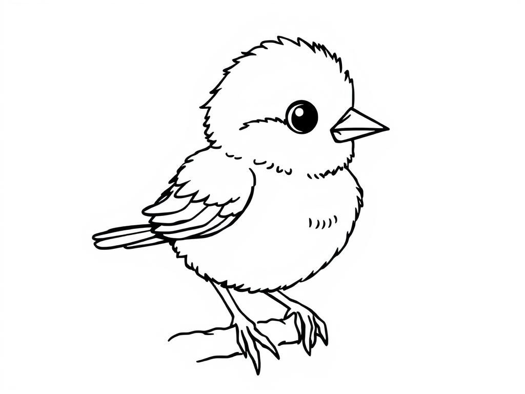 Coloring Page of a Sweet Little Bird