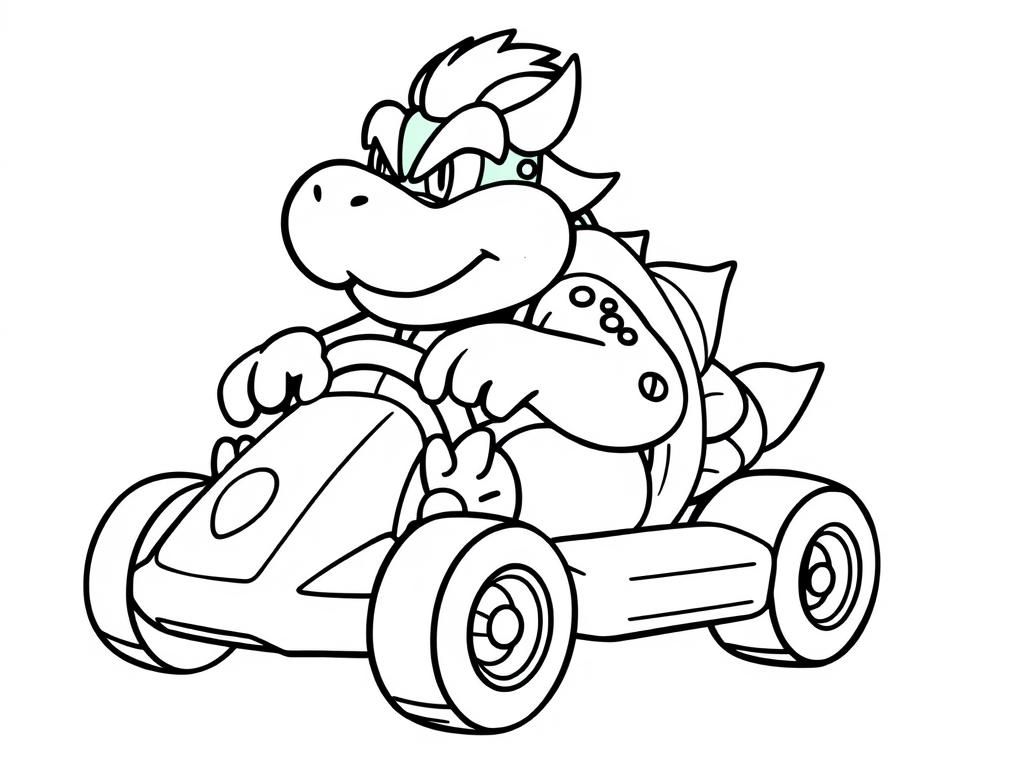 Bowser's Racing Adventure: A Super Mario Coloring Page