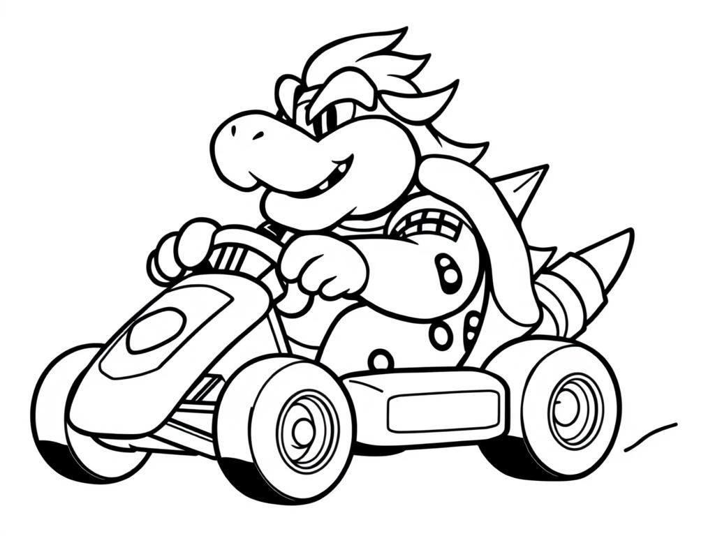 Bowser's Go-Kart Adventure Coloring Page
