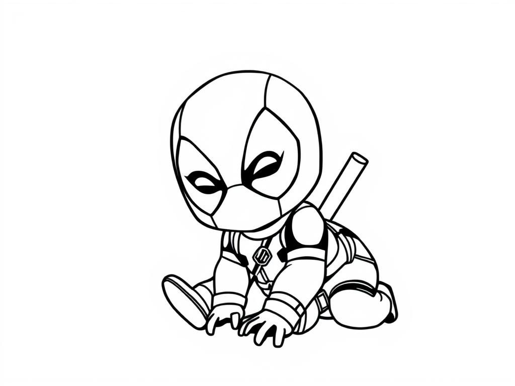 Cute Deadpool Superheroes Coloring Page