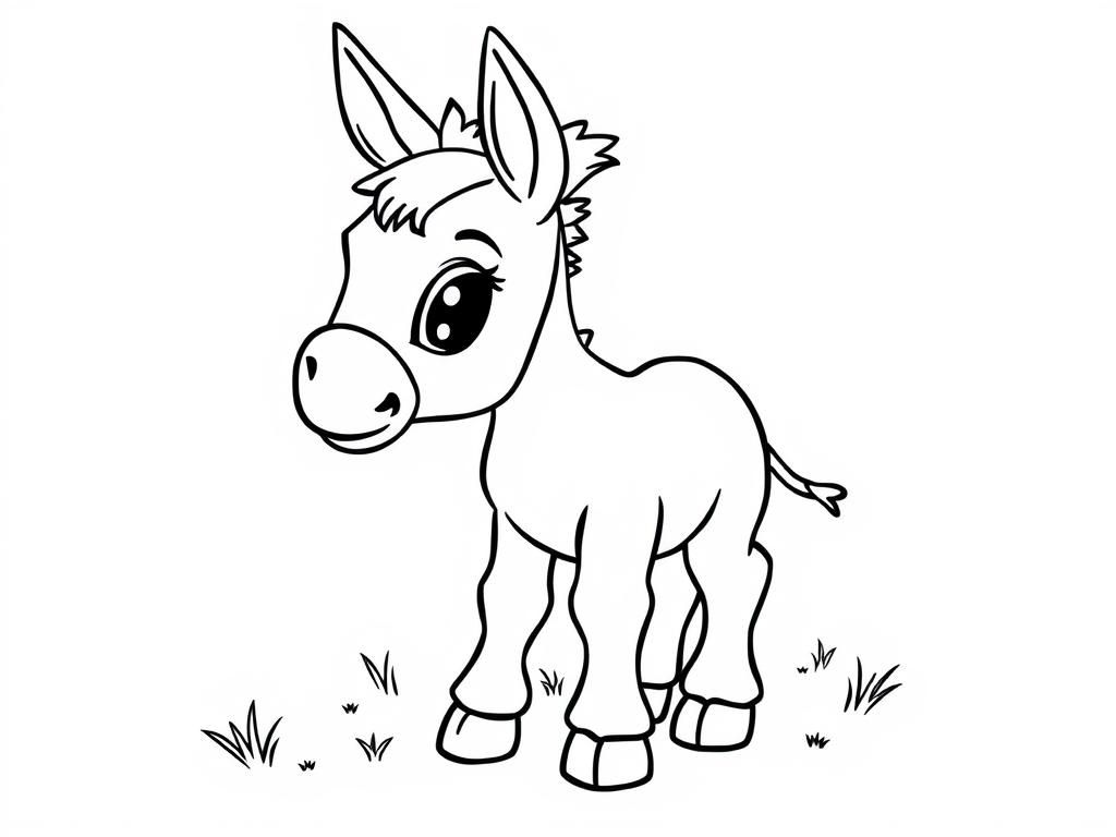 Coloring Page of a Friendly Donkey
