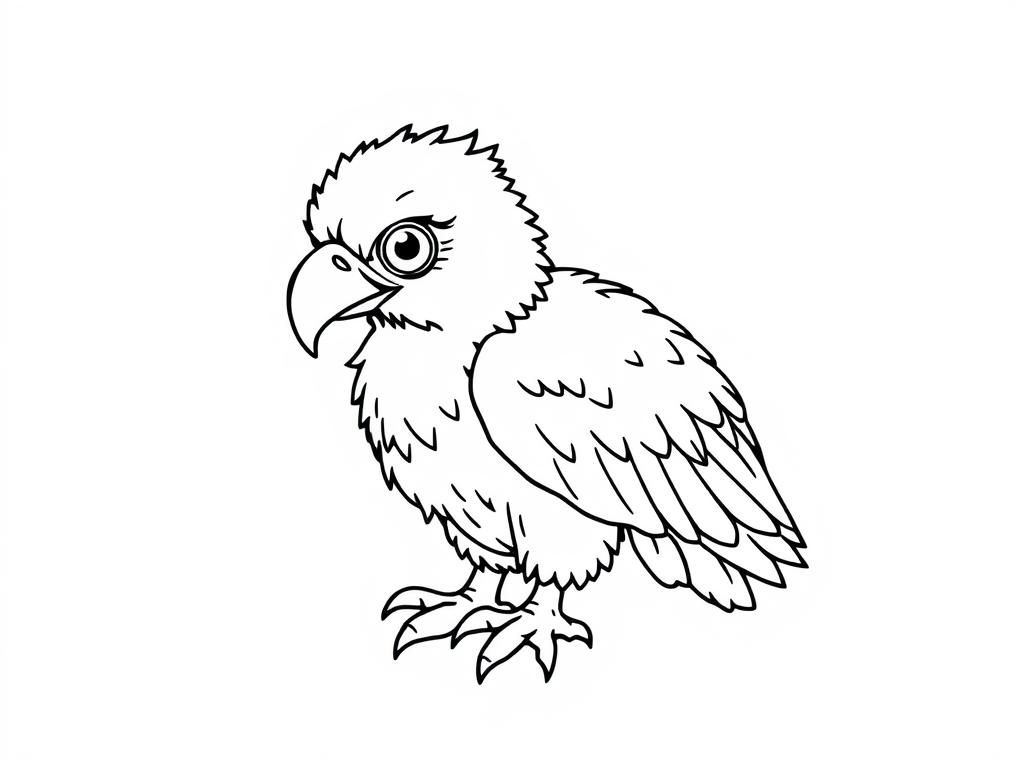 Coloring Page of a Cute Baby Eagle