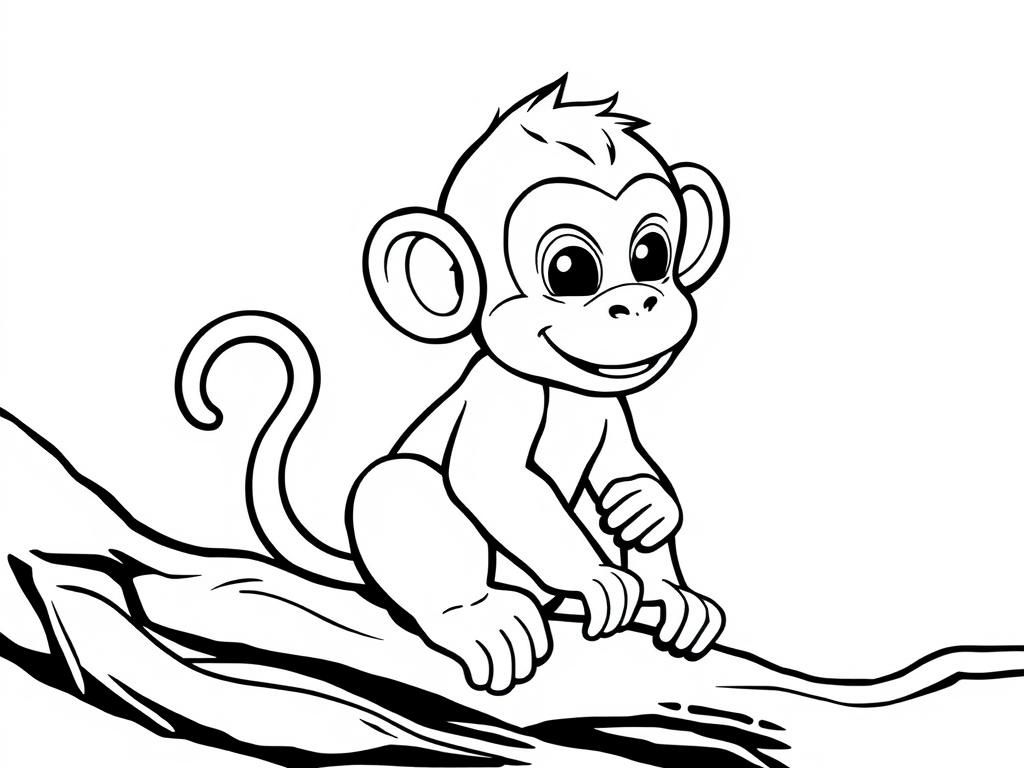 Coloring Page of a Monkey