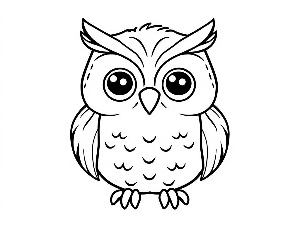 Cartoon Owl Coloring Page for Kids