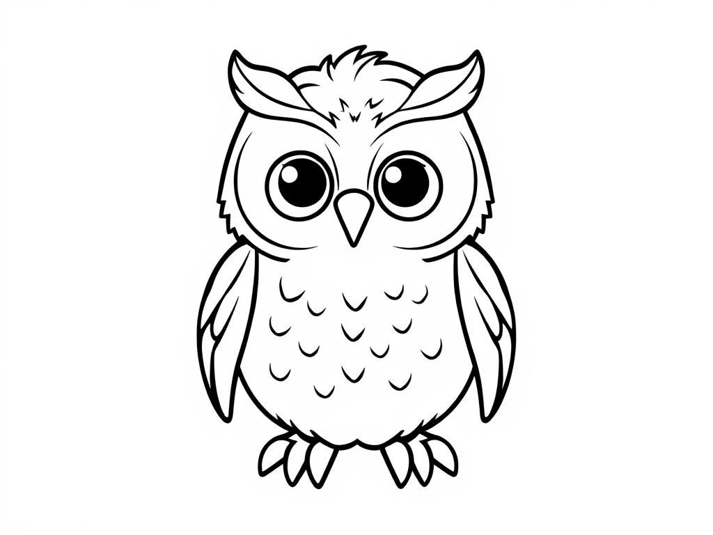 Coloring Page of a Cute Owl