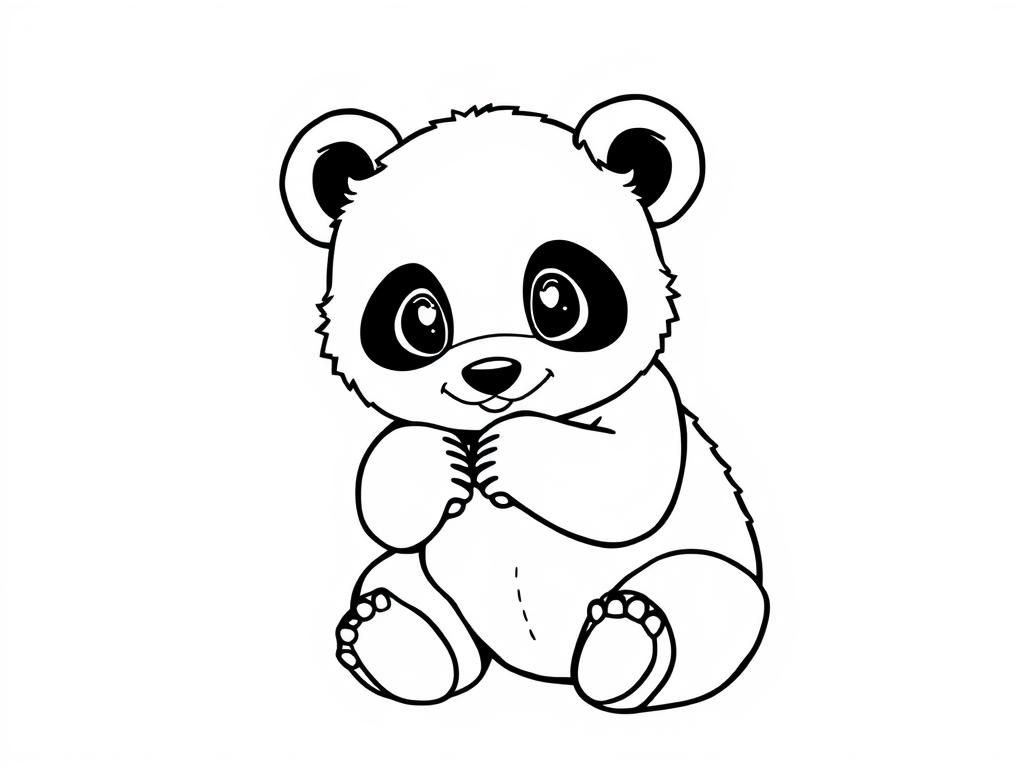 Coloring Page of a Cute Cartoon Panda Bear