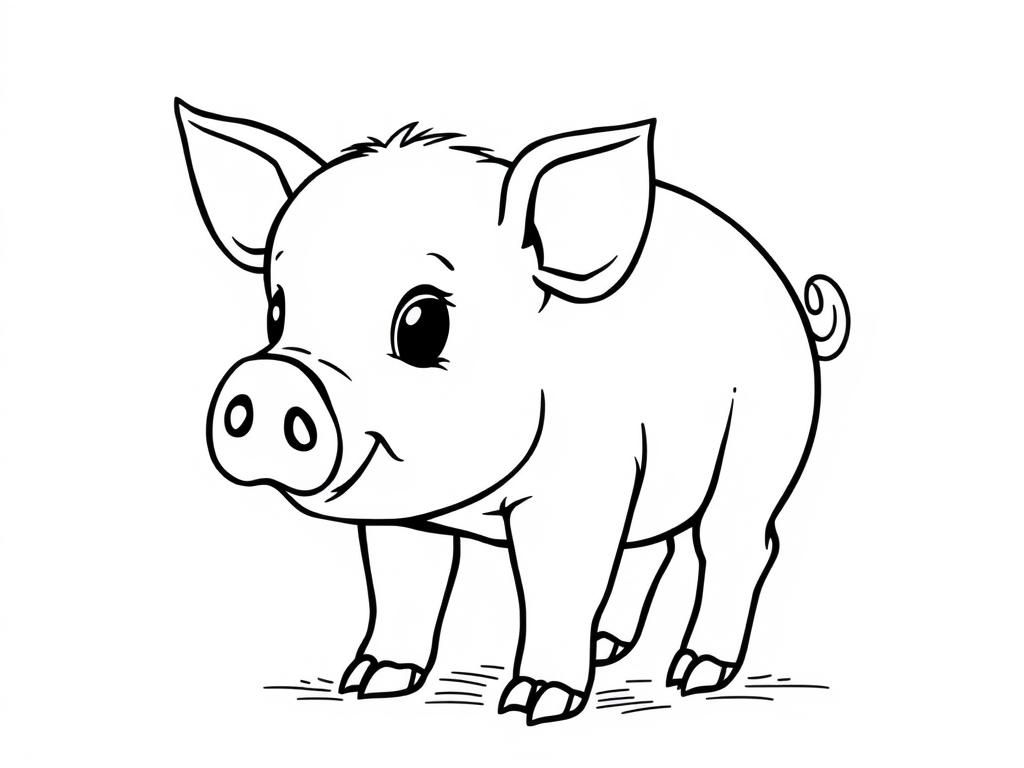 Piglet Coloring Page: Fun Farm Animal Art for Kids and Adults