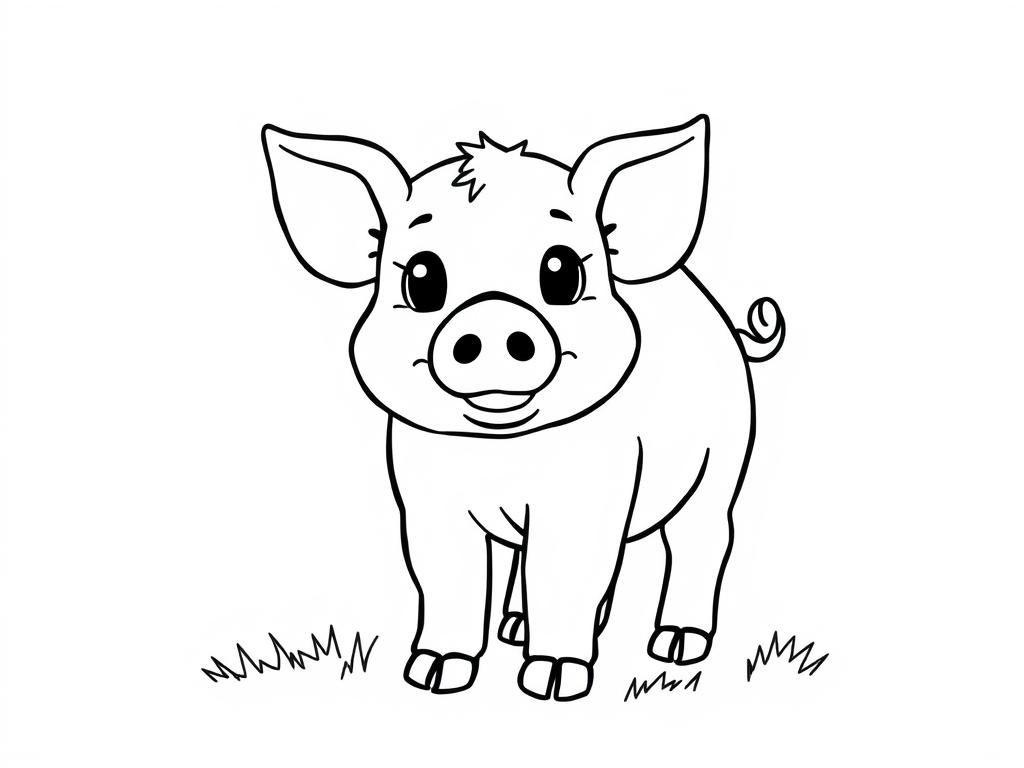 Cute Pig Coloring Page