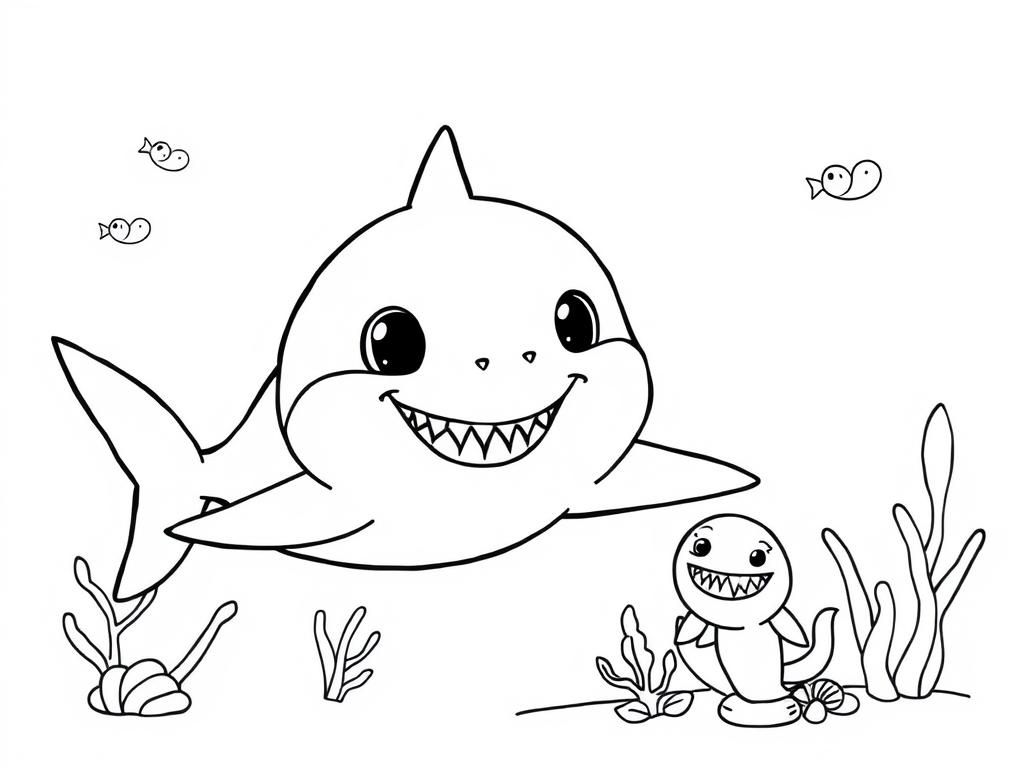 Shark Friends Coloring Page