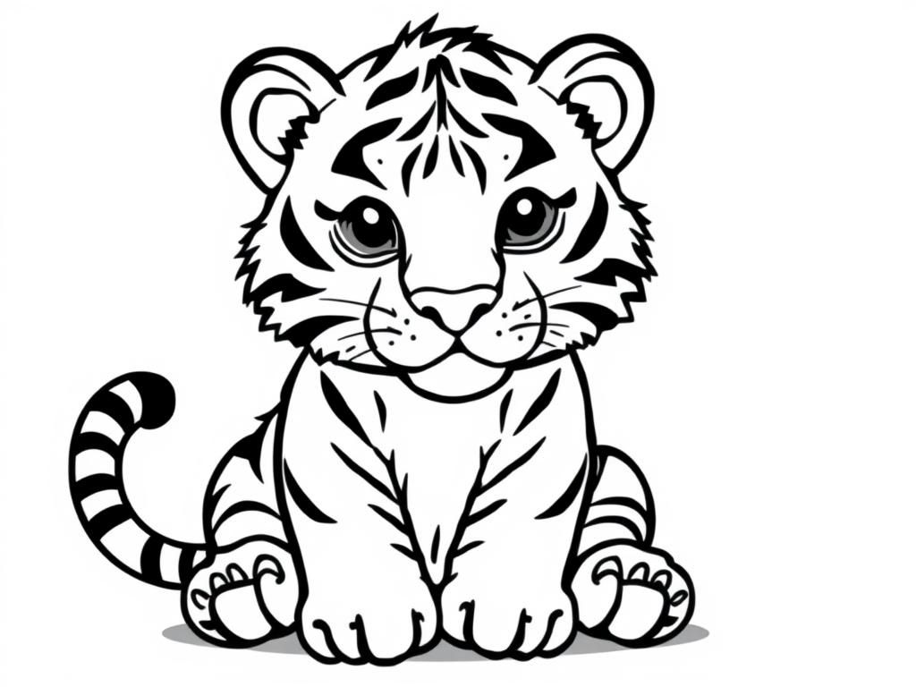 Baby tiger - Free Printable Coloring Page
