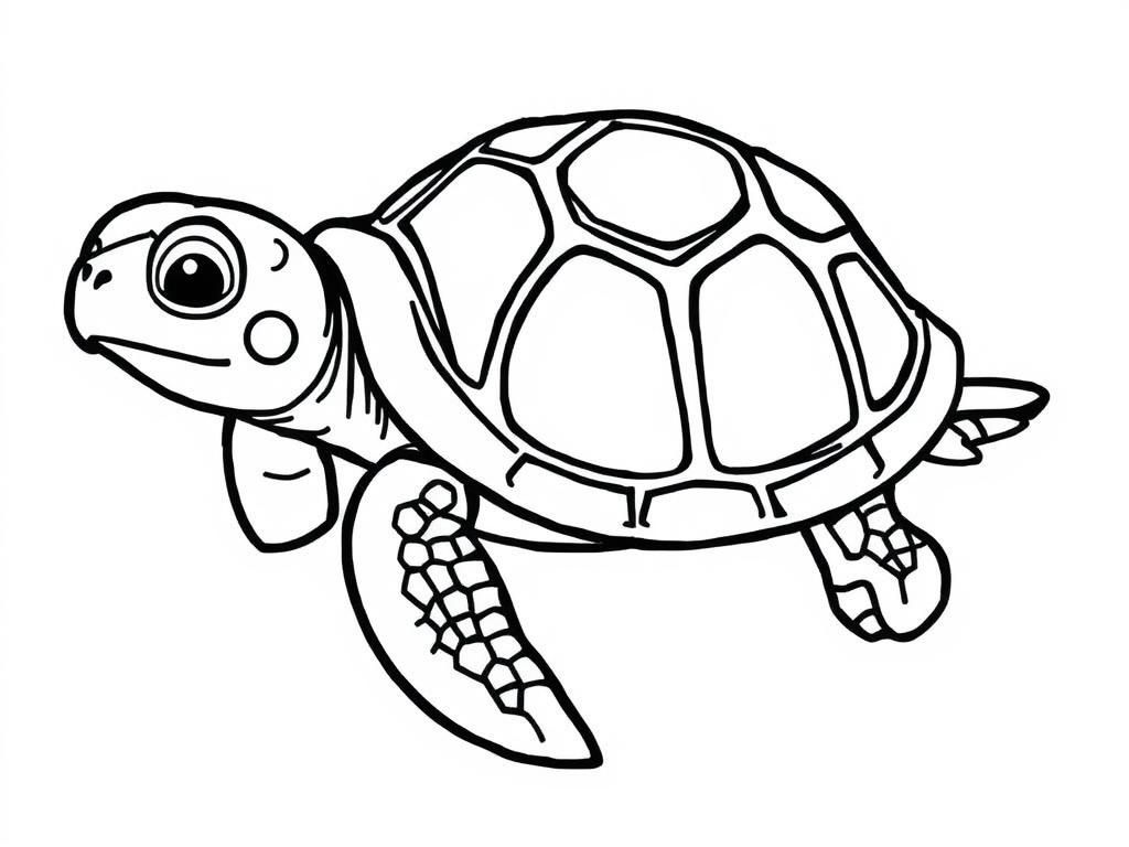 Kleurplaat Cartoon Schildpad