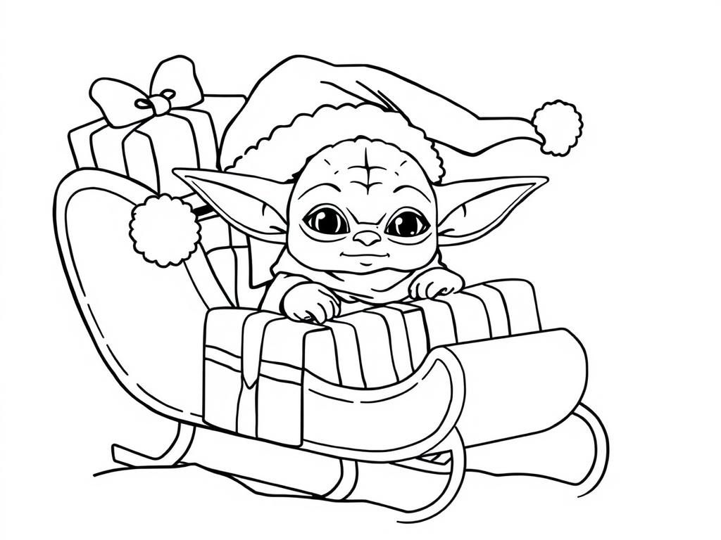 Yoda Christmas Coloring Page