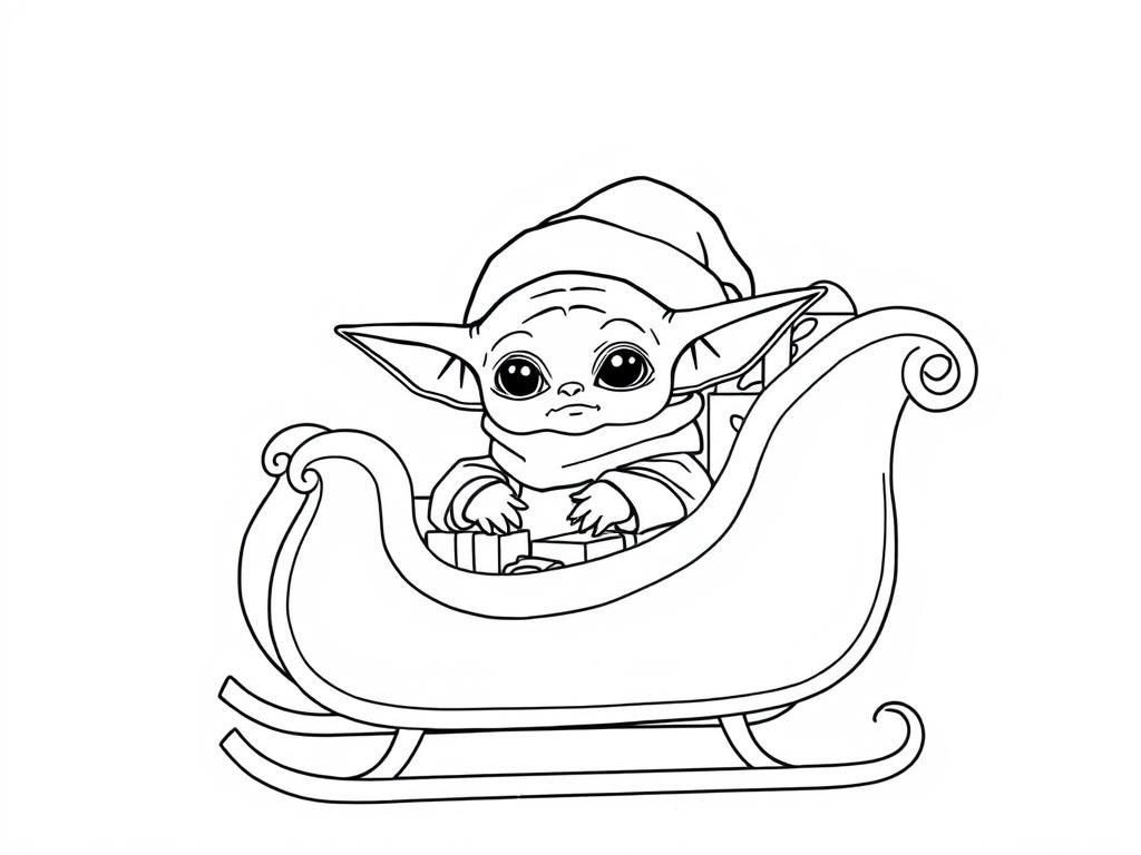 Yoda in Sleigh Coloring Page