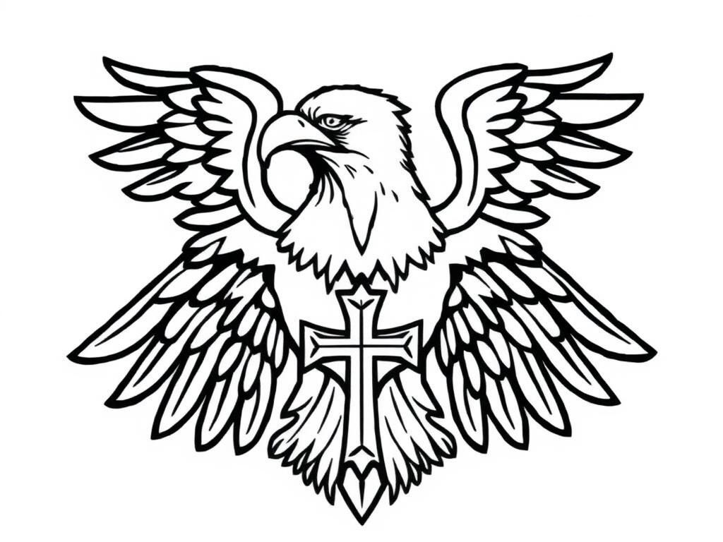 bald eagle and cross