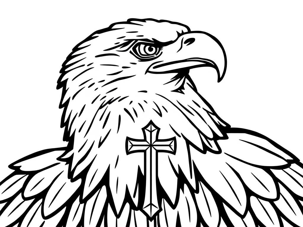 bald eagle and cross