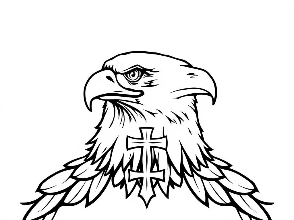 bald eagle and cross