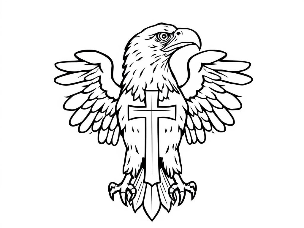bald eagle with cross