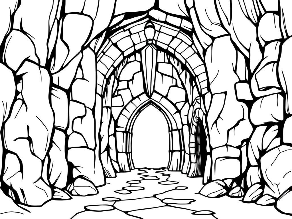 Fantasy Castle Entrance Coloring Page