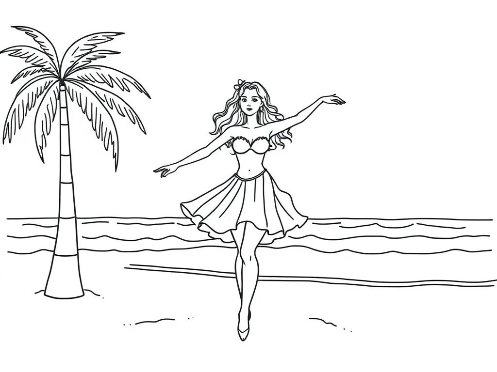 Tropical Beach Coloring Page