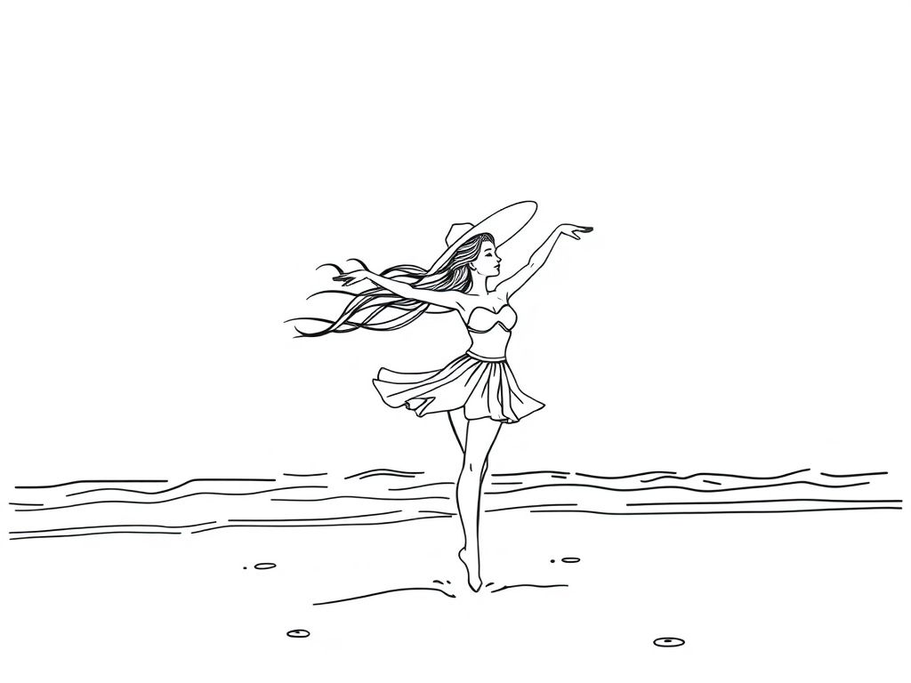 Beach Coloring Page For Kids