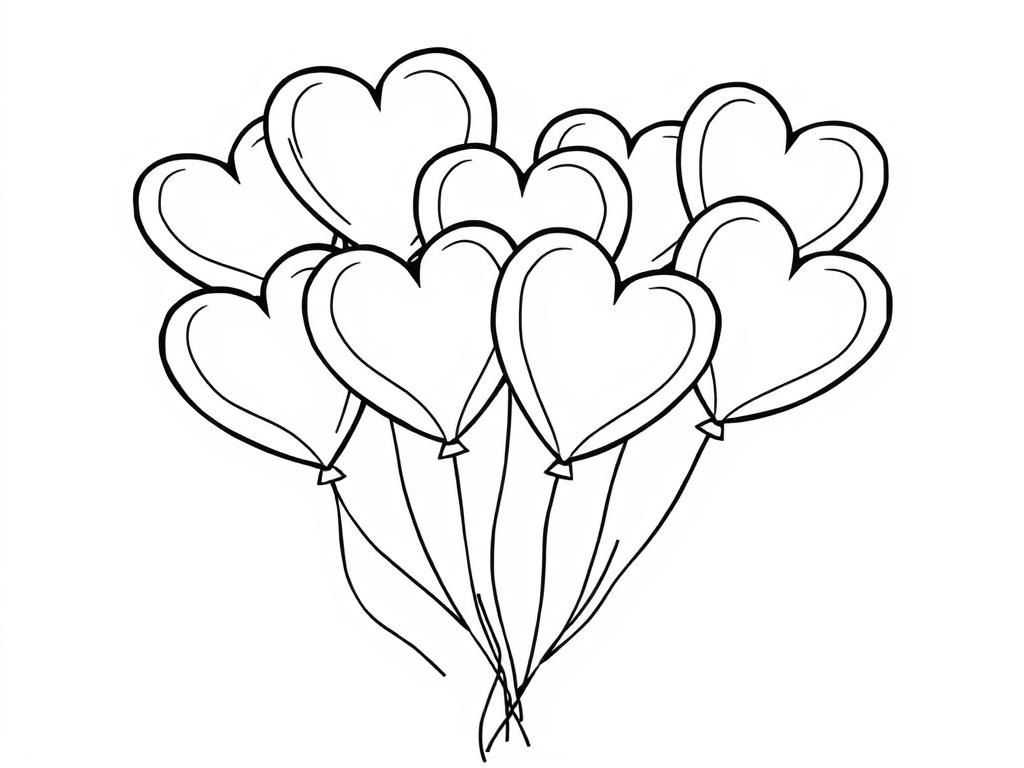 Heart Balloons Coloring Page