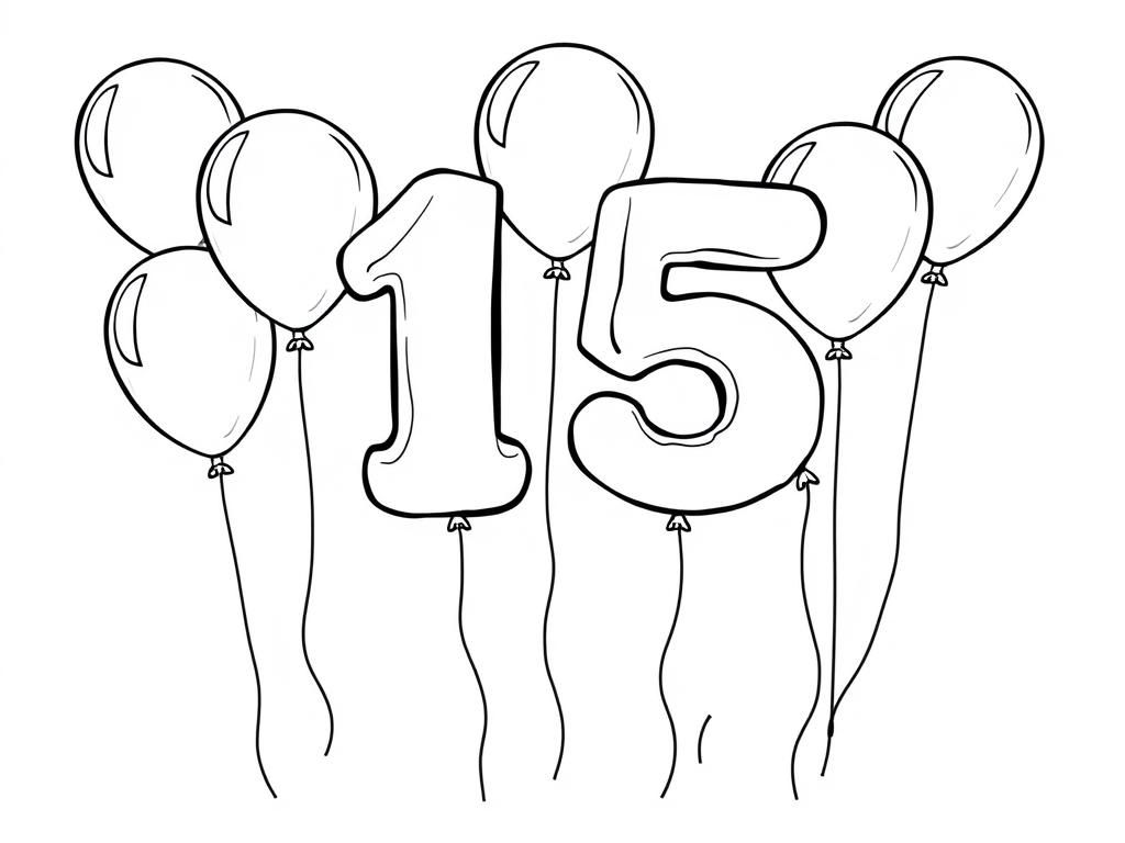 Preview of Balloons of the number 15 with strings