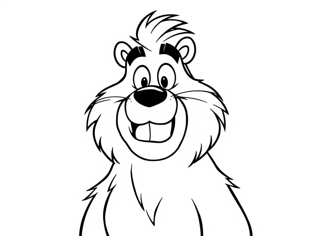 Coloring Page of a Happy Beaver