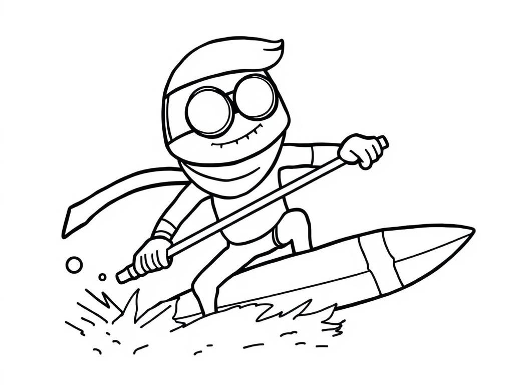 Mummy Surfing Coloring Page
