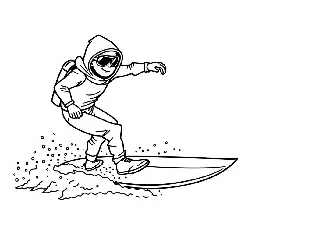 bandit surfing - Free Printable Coloring Page
