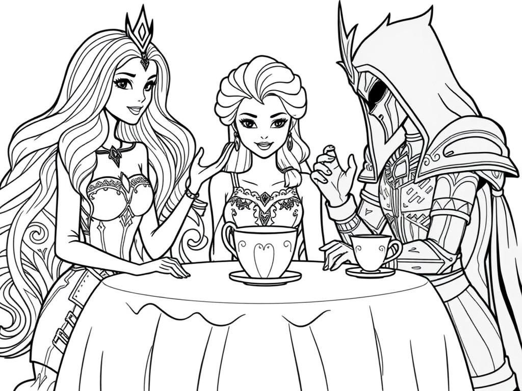 Preview of Barbie, Elsa, and Sephiroth have a tea party.