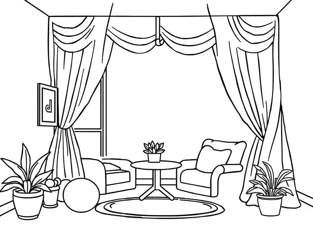 Cozy Living Room Coloring Page