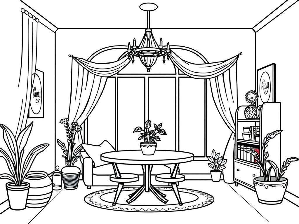 Cozy Living Room Coloring Page