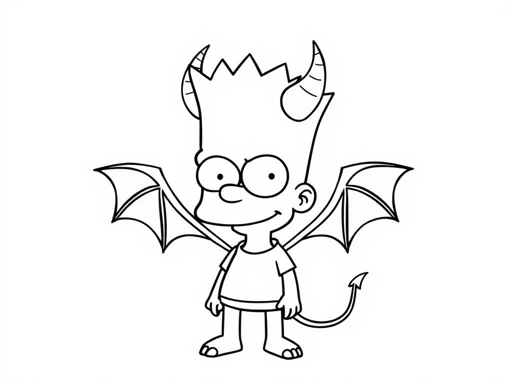 Bart Simpson Devil Coloring Page - A Fun Halloween Activity for Kids
