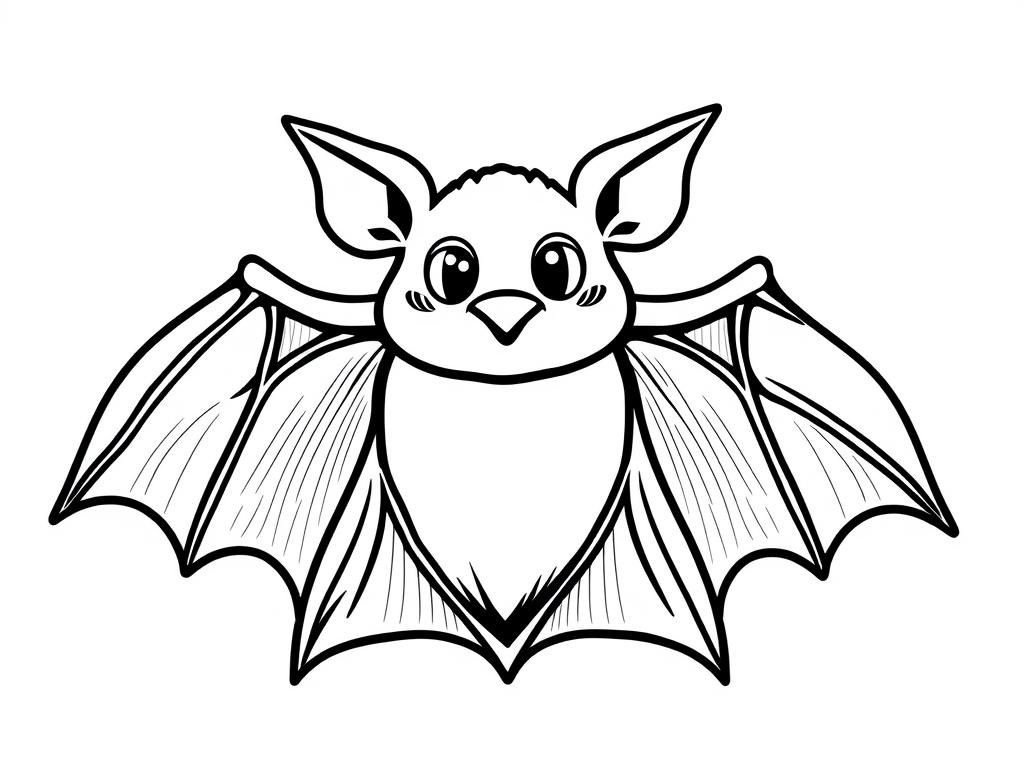 Cute Cartoon Bat Coloring Page