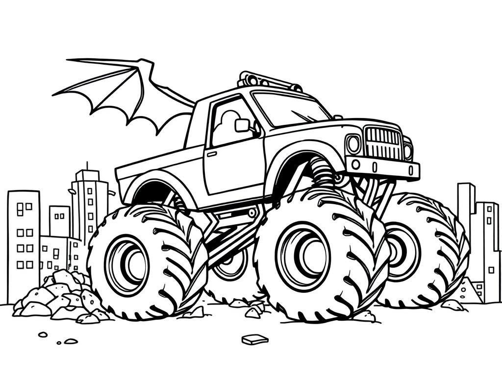 Preview of bat monster truck smashing buildings