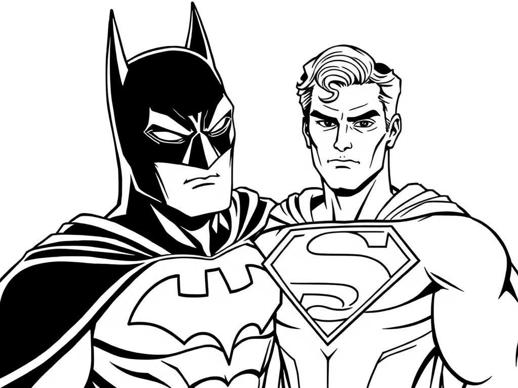 Batman and Superman Coloring Page