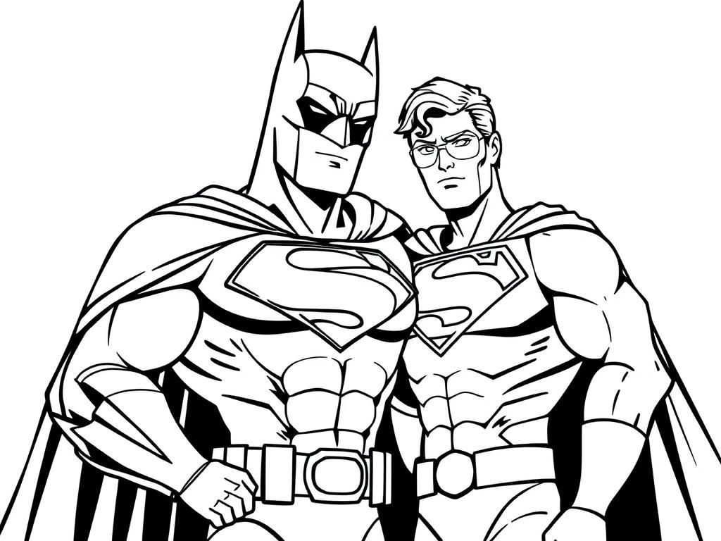 Batman and Superman Coloring Page - DC Comics Superheroes.