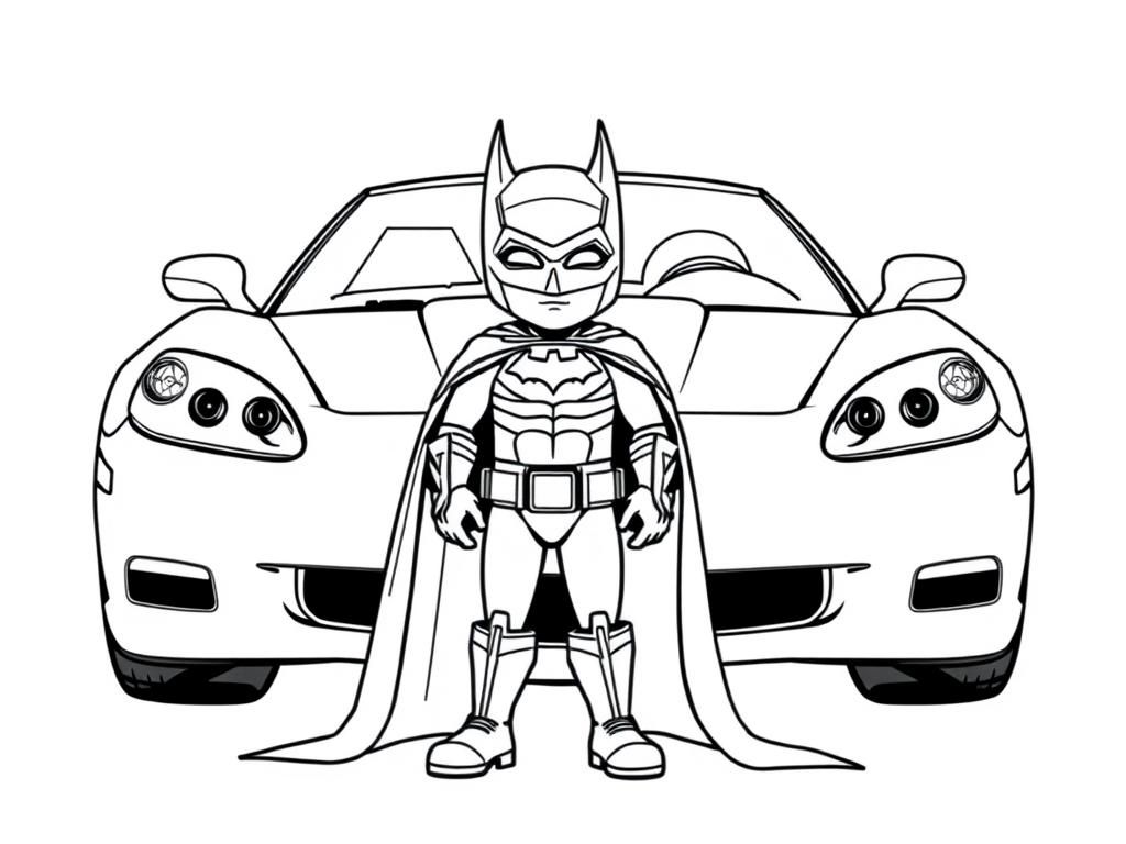 Batman Sports Car Coloring Page