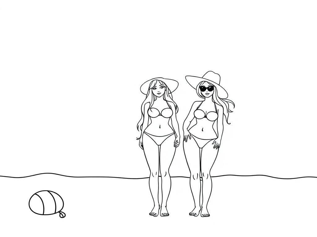 Beach Girls Coloring Page