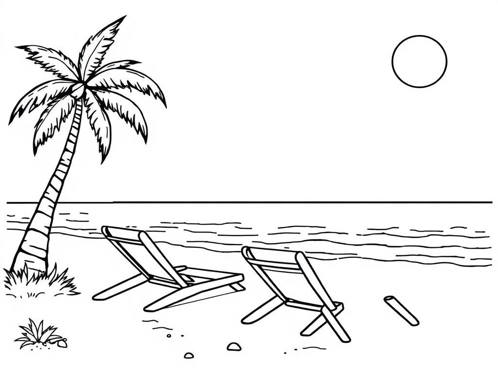 Beach Relaxation Coloring Page